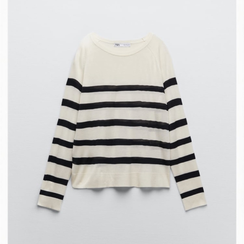 Zara black and white striped sweater, size small
